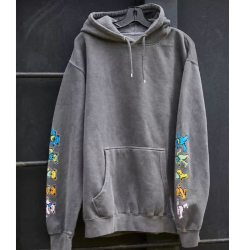 Grateful Dead Gray Hoodie With Colorful Bears on Sides - Size Small